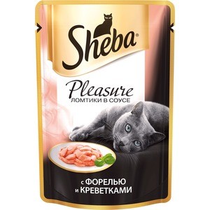 

Паучи Sheba Pleasure ломтики в соусе с форелью и креветками для кошек 85г (10161706), Pleasure ломтики в соусе с форелью и креветками для кошек 85г (10161706)