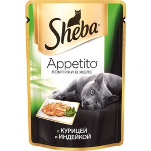 

Паучи Sheba Appetito ломтики в желе с курицей и индейкой для кошек 85г (10161707), Appetito ломтики в желе с курицей и индейкой для кошек 85г (10161707)