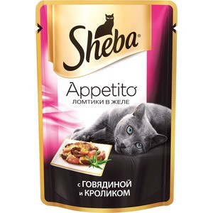 

Паучи Sheba Appetito ломтики в желе с говядиной и кроликом для кошек 85г (10161708), Appetito ломтики в желе с говядиной и кроликом для кошек 85г (10161708)