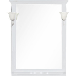 фото Зеркало с полкой aquanet лагуна 75 с светильниками, белое (175306, 173024)