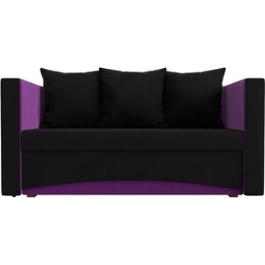 Кушетка АртМебель Принц микровельвет фиолетово-черный правый - фото 1