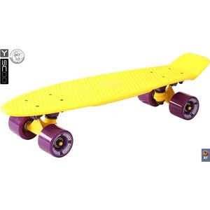 фото Скейтборд rt 401-y fishskateboard 22'' винил 56,6х15 с сумкой yellow/dark purple