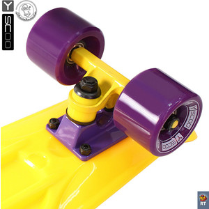 фото Скейтборд rt 401-y fishskateboard 22'' винил 56,6х15 с сумкой yellow/dark purple