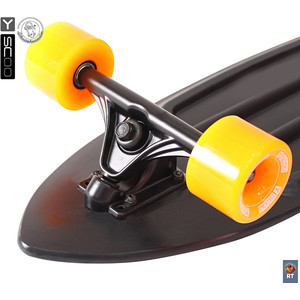 фото Скейтборд rt 409-b longboard shark с ручкой 31'' пластик 79х22 с сумкой black/orange