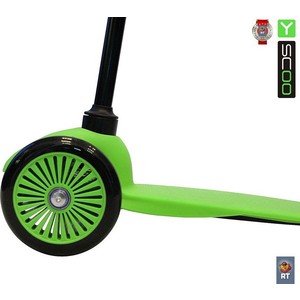 фото Самокат 3-х колесный y-scoo mini a-5 simple цв. green с цветными колесами