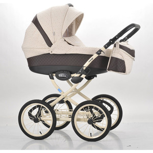 Коляска Mr Sandman Voyage Premium 50пр кожа Коричневый Перфорированный - Бежевый в Принт KMSVP50-0700CH13 коляска mr sandman west east 50пр кожа белый бежевый kmswe50 064412