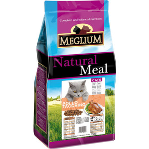 Сухой корм MEGLIUM Natural Meal Cat Adult Chicken & Turkey с курицей и индейкой для взрослых кошек 15кг (MGS0315)