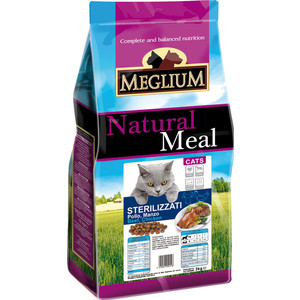 фото Сухой корм meglium natural meal cat adult neuterd chicken & fish с курицей и рыбой для стерилизованных кошек 3кг (mgs1203)