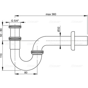 фото Сифон для раковины alcaplast d32 с накидной гайкой 1 1/4, цельнометаллический (a45e)