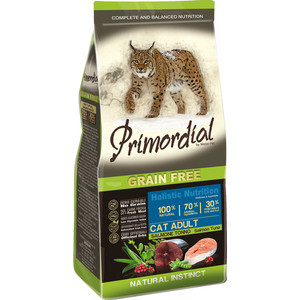 Сухой корм Primordial Grain Free Holistic Cat Adult with Salmon & Tuna беззерновой с лососем и тунцом для кошек 400г (MGSP12400)