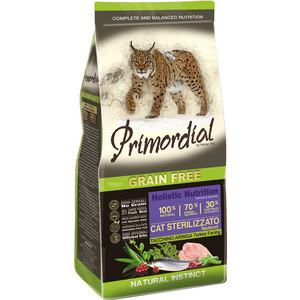 Сухой корм Primordial Grain Free Holistic Cat Neutered with Turkey&Herring беззерновой с индейкой и сельдью для стерилизованных кошек400г (MGSP13400)