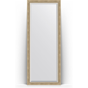Зеркало напольное с фацетом Evoform Exclusive Floor 78x198 см, в багетной раме - состаренное серебро с плетением 70 мм (BY 6102)