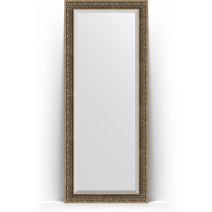 Зеркало напольное с фацетом Evoform Exclusive Floor 84x204 см, в багетной раме - вензель серебряный 101 мм (BY 6132)