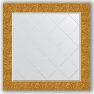 Зеркало с гравировкой Evoform Exclusive-G 86x86 см, в багетной раме - чеканка золотая 90 мм (BY 4323)