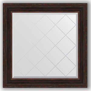 Зеркало с гравировкой Evoform Exclusive-G 89x89 см, в багетной раме - темный прованс 99 мм (BY 4334)