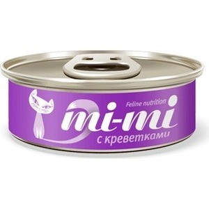 фото Консервы mi-mi feline nutrition с креветками кусочки в желе для кошек 80г