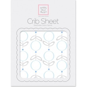 Детская простынь SwaddleDesigns Fitted Crib Sheet Blue Lolli Fleur (SD-603B)