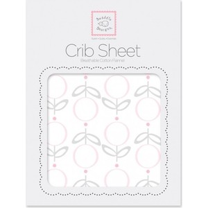 Детская простынь SwaddleDesigns Fitted Crib Sheet Pink Lolli Fleur (SD-603P)
