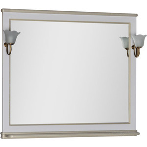 Зеркало Aquanet Валенса 110 с светильниками, белый краколет/золото (182648, 173024)