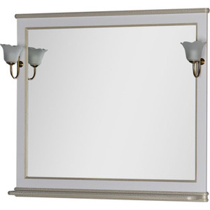 Зеркало Aquanet Валенса 110 с светильниками, белый краколет/золото (182648, 173024)