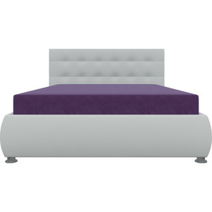 Кровать АртМебель Рио осн микровельвет фиолетовый, компэко-кожа белый