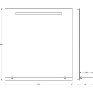 фото Зеркало с полкой evoform ledline-s со светильником 5 w 70x75 см (by 2155)