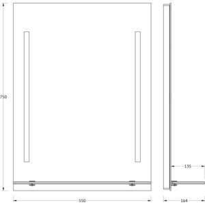 фото Зеркало с полкой evoform ledline-s с 2-мя светильниками 11 w 55x75 см (by 2161)