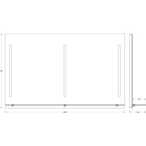фото Зеркало с полкой evoform ledline-s с 3-мя светильниками 16,5 w 120x75 см (by 2168)