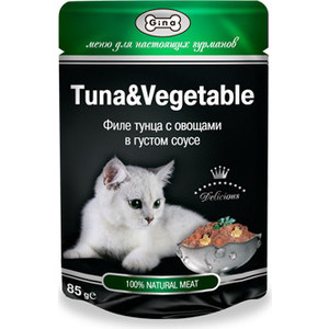 фото Паучи gina tuna & vegetable филе тунца с овощами в густом соусе для кошек 85г (420930)