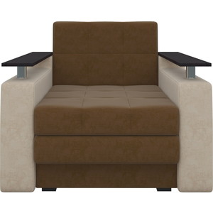 Кресло-кровать АртМебель Комфорт микровельвет коричнево-бежевый