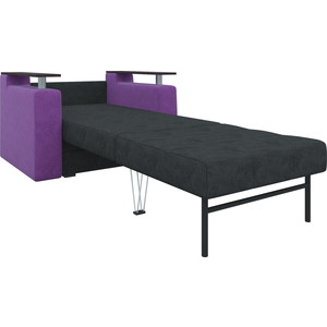 Кресло-кровать Мебелико Комфорт микровельвет черно-фиолетовый