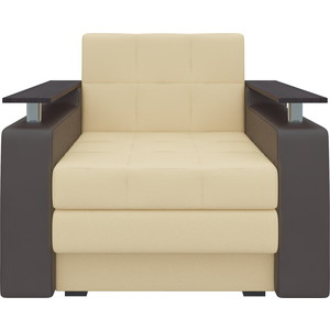 Кресло-кровать АртМебель Комфорт эко-кожа бежево-коричневый
