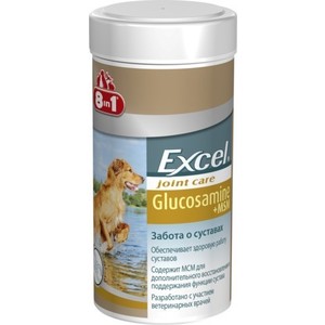 Добавка к пище 8in1 Excel Glucosamin + MSM Joint Care Забота о суставах глюкозамин + MCM для собак 55таб