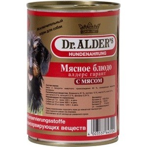 фото Консервы dr.alder's мясное блюдо алдерс гарант с мясом (говядина) для собак 410г (7738)