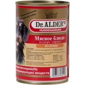 фото Консервы dr.alder's мясное блюдо алдерс гарант из птицы для собак 410г (7742)