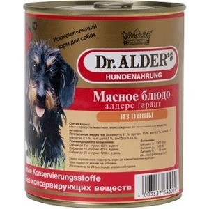 фото Консервы dr.alder's мясное блюдо алдерс гарант из птицы для собак 750г (7739)