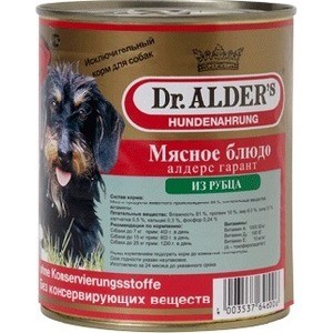 фото Консервы dr.alder's мясное блюдо алдерс гарант из рубца для собак 750г (7740 )