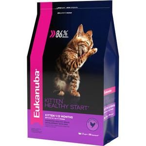 фото Сухой корм eukanuba kitten healthy start rich in poultry с домашней птицей для котят 2кг