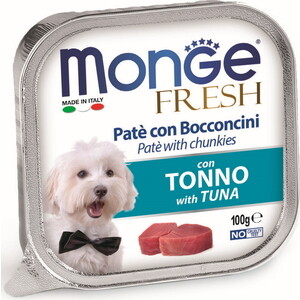 фото Консервы monge dog fresh pate and chunkies with tuna паштет и кусочки с тунцом для собак 100г