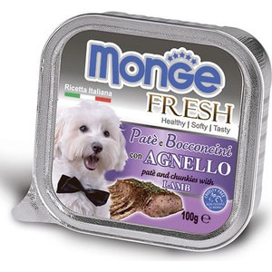 фото Консервы monge dog fresh pate and chunkies with lamb паштет и кусочки с ягненком для собак 100г