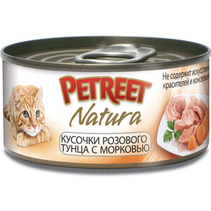 Консервы Petreet Natura кусочки розового тунца с морковью для кошек 70г - фото 1