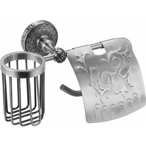 Держатель туалетной бумаги и освежителя ZorG Antic с крышкой, серебро (AZR 20 SL) держатель для инвентаря на силиконовом креплении 100x100 мм до 2 5 кг серебро