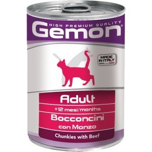 фото Консервы gemon cat adult chunkies with beef с говядиной кусочки для взрослых кошек 415г