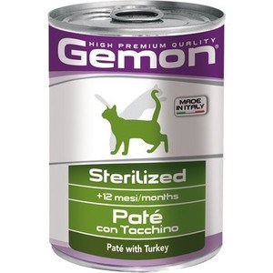 фото Консервы gemon cat sterilised pate with turkey с индейкой паштет для стерилизованных кошек 400г