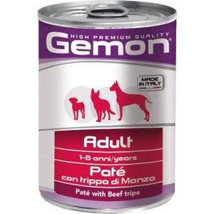 фото Консервы gemon dog adult pate with beef tripe с говяжим рубцом паштет для собак 400г