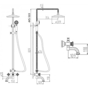Душевая система ZorG Antic со смесителем, бронза (A 2002DS-BR)
