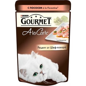 Паучи Gourmet A la Carte с лососем Florentine рецепт от шеф-повара для кошек 85г (12242394)