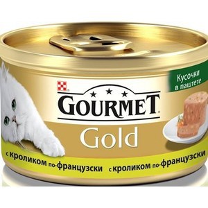 Консервы Gourmet Gold кусочки в паштете с кроликом по-французски для кошек 85г (12254211)