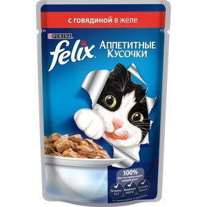 Паучи Felix Аппетитные кусочки с говядиной в желе для кошек 85г (12318916) Аппетитные кусочки с говядиной в желе для кошек 85г (12318916) - фото 1