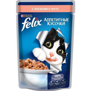 фото Паучи felix аппетитные кусочки с лососем в желе для кошек 85г (12318918)